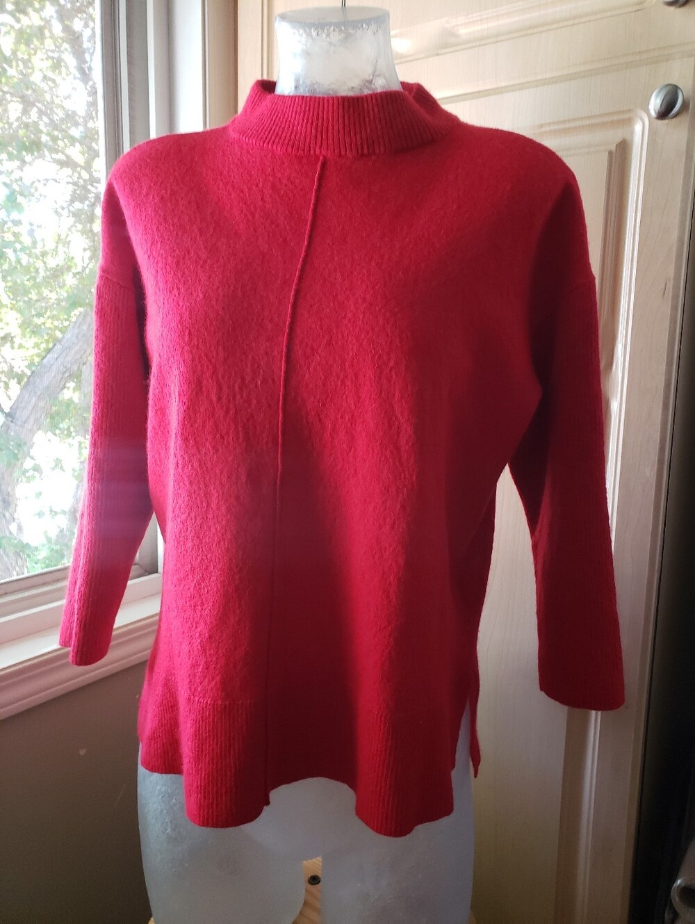 Talbots Pure Merino Wool Women's Red Mock Neck Sweater